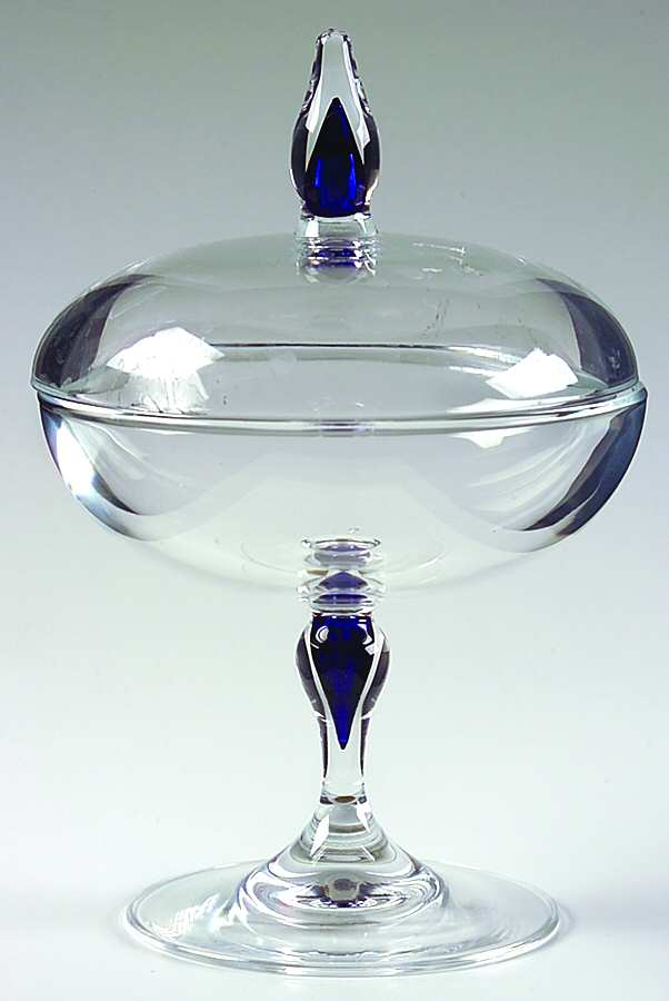 Venise Saphir Footed Candy Box & Lid by Cristal D'Arques - Durand-1
