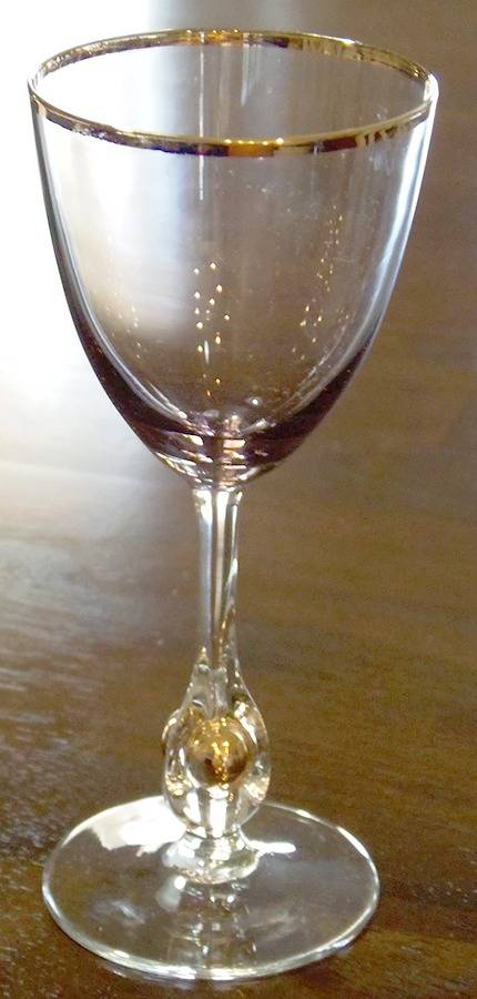 Atlas Clear (Gold Trim) Wine Glass by Czechoslovakia-1