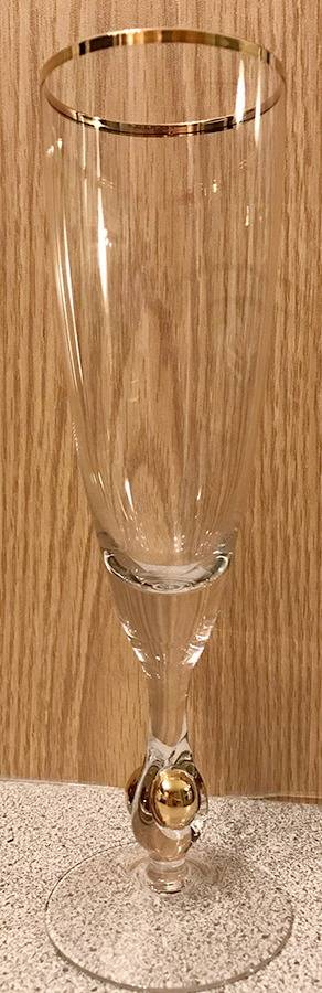 Atlas Clear (Gold Trim) Fluted Champagne by Czechoslovakia-1
