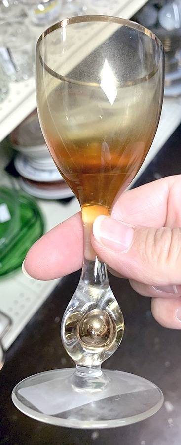 Atlas Amber Wine Glass by Czechoslovakia-1