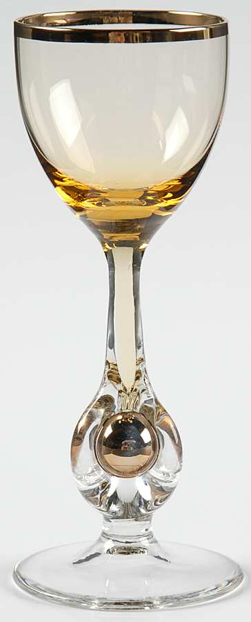 Atlas Amber Cordial Glass by Czechoslovakia-1