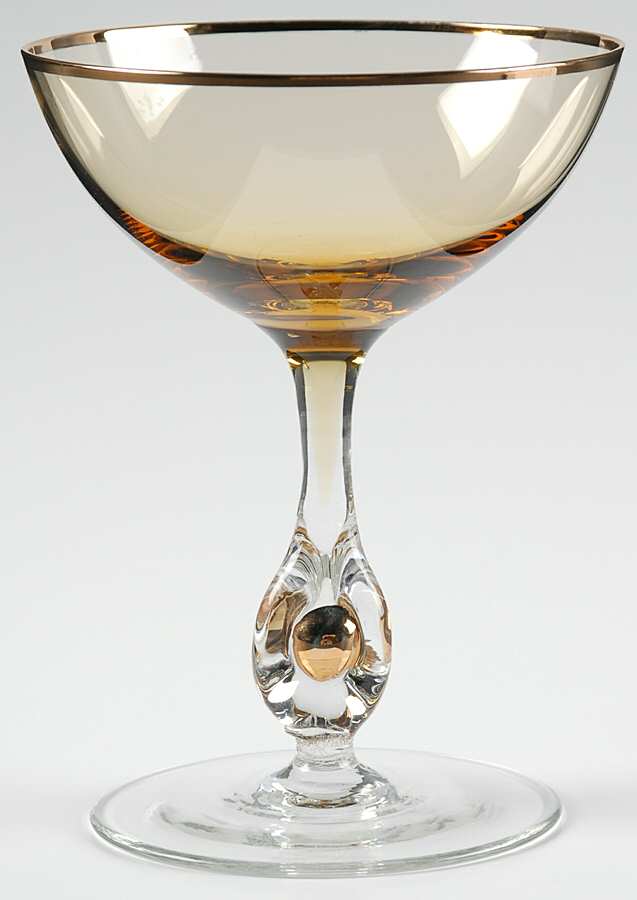 Atlas Amber Champagne/Tall Sherbet by Czechoslovakia-1