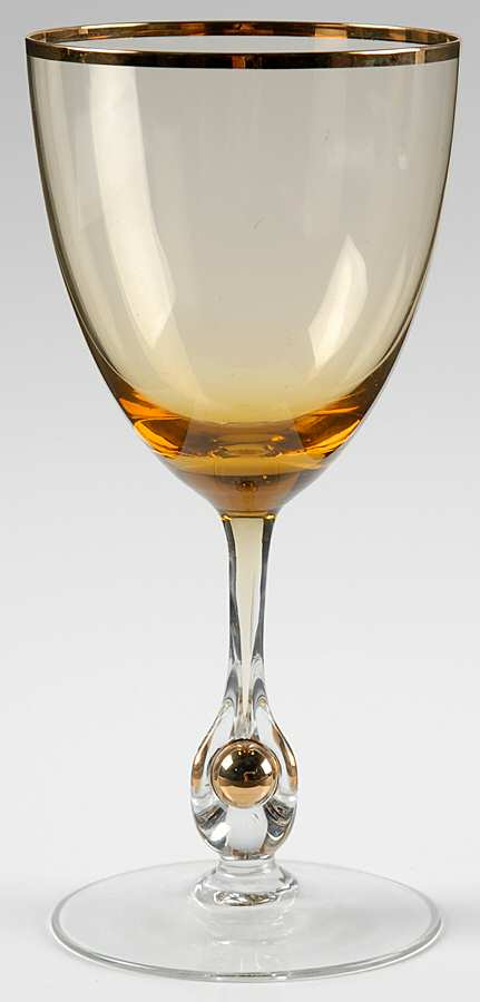 Atlas Amber Water Goblet by Czechoslovakia-1