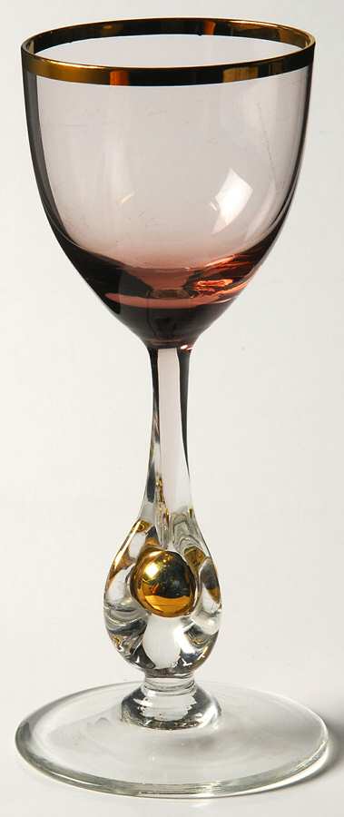 Atlas Pink Wine Glass by Czechoslovakia-1