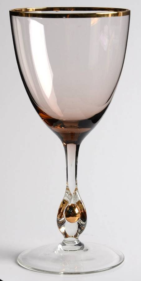 Atlas Pink Water Goblet by Czechoslovakia-1