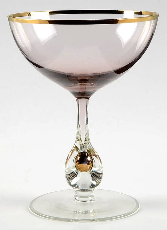 Atlas Pink Champagne/Tall Sherbet by Czechoslovakia-1