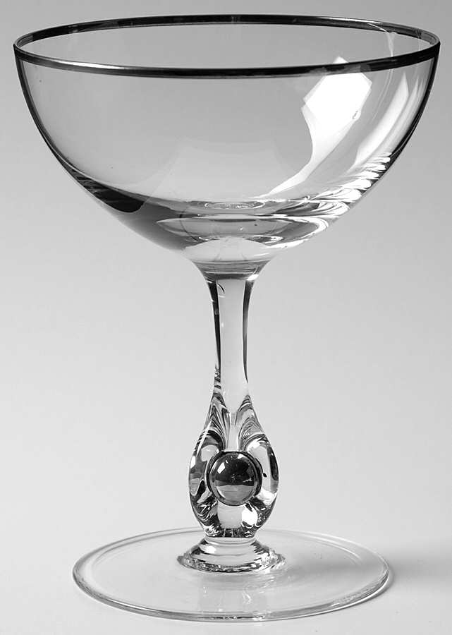 Atlas (Platinum Trim) Champagne/Tall Sherbet by Czechoslovakia-1