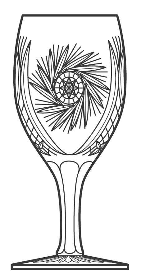 Pinwheel Water Goblet by Czechoslovakia-1