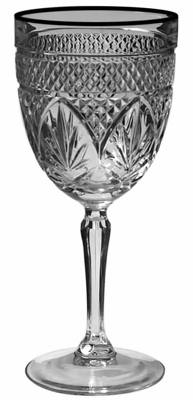 Antique Gold (No Knob, 6 Sided Stem) Water Goblet by Cristal D'Arques - Durand-1