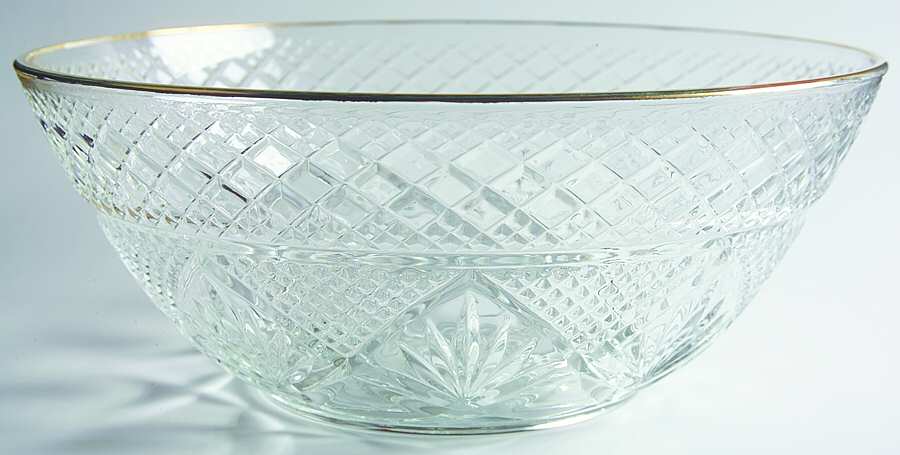 Antique Gold (No Knob, 6 Sided Stem) Salad Bowl by Cristal D'Arques - Durand-1