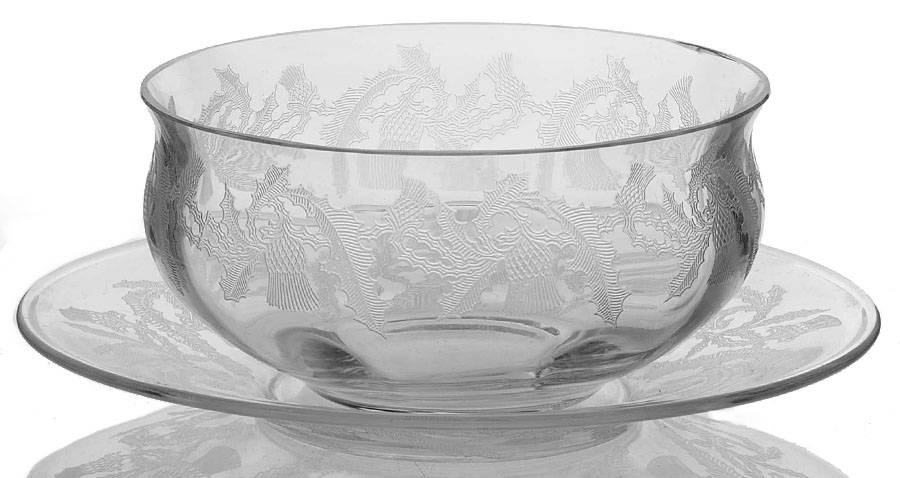 Thistle Finger Bowl & Underplate by Central Glass Works-1
