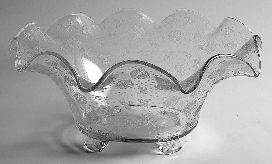 Rose Chintz Footed Crimped Bowl by Cambridge-1