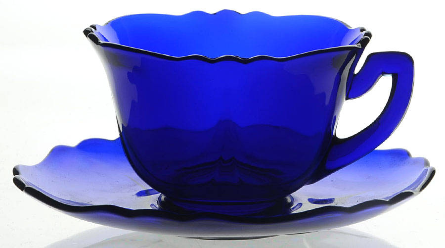 3400 Cobalt Blue Cup and Saucer Set (Shape 3500) by Cambridge-1