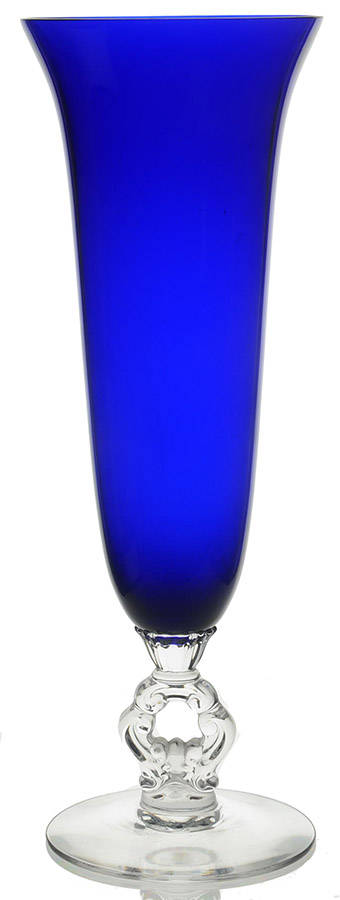 3400 Cobalt Blue 12" Keyhole-Stem Footed Vase by Cambridge-1