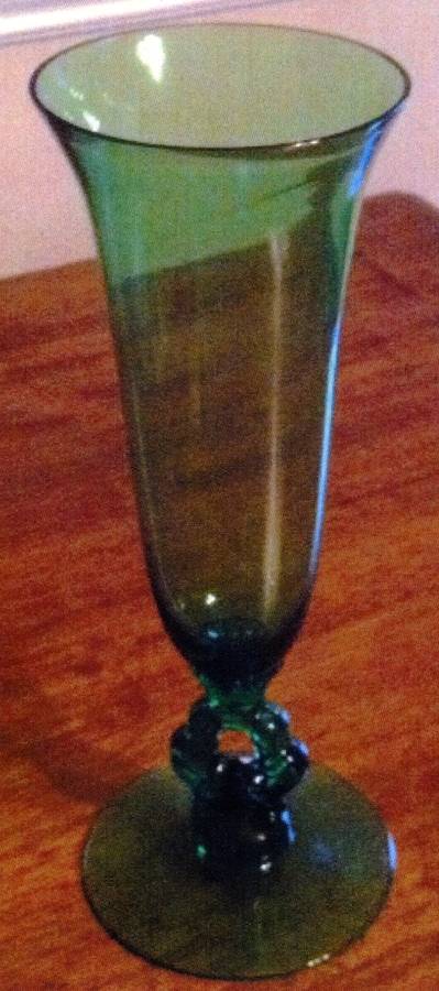 3400 Green (Dark Emerald Green) 10" Keyhole-Stem Footed Vase by Cambridge-1