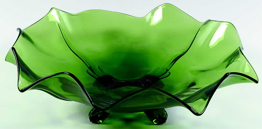 3400 Green (Dark Emerald Green) 3400 13" 4 Toed Fancy Edge Bowl by Cambridge-1