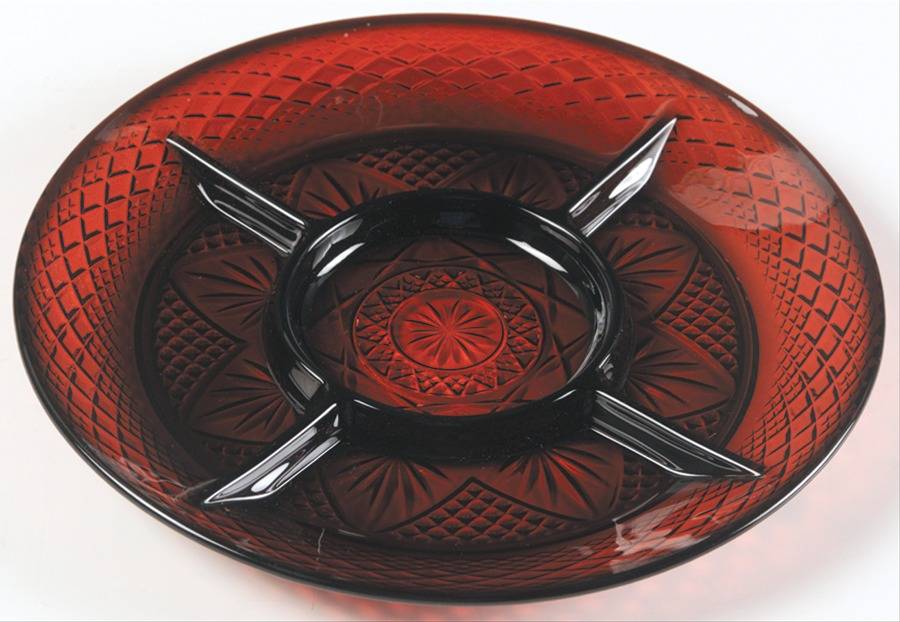 Antique Ruby 5-Section Divided Plate by Cristal D'Arques - Durand-1