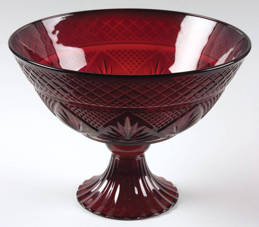 Antique Ruby 10" Footed Bowl by Cristal D'Arques - Durand-1