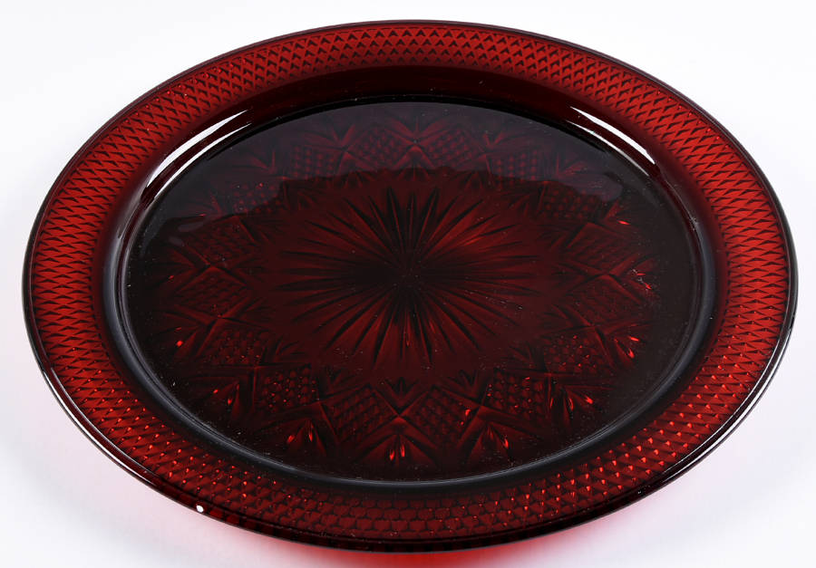 Antique Ruby Torte Plate by Cristal D'Arques - Durand-1