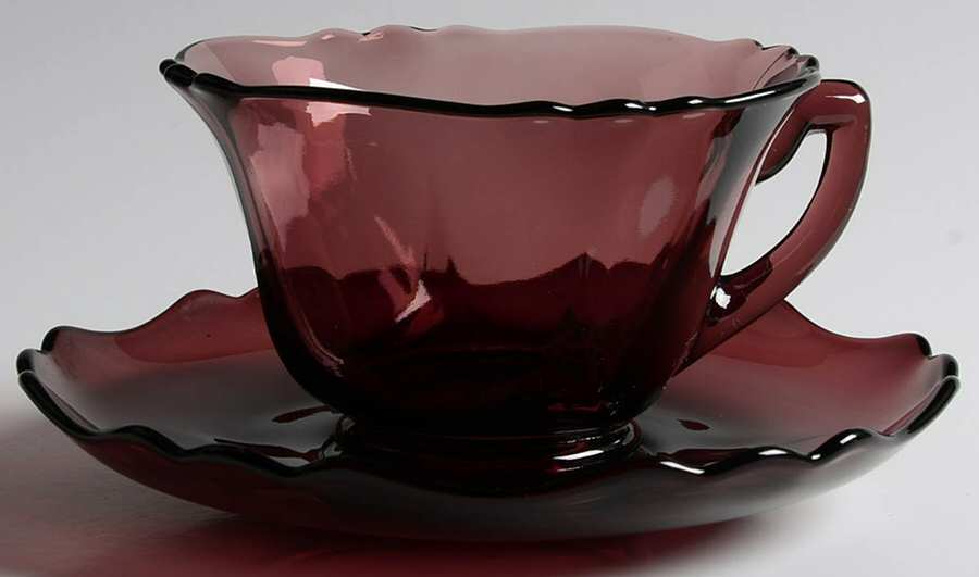 3400 Amethyst Cup and Saucer Set (Shape 3500) by Cambridge-1