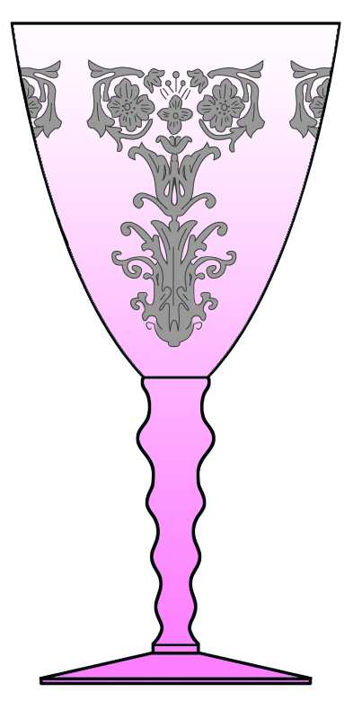Veninga Pink (Stem 24) Water Goblet by Central Glass Works-1