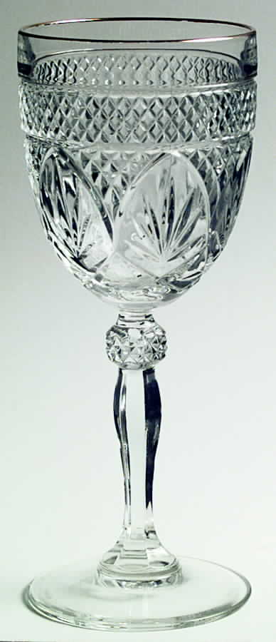 Antique Gold (Knob Stem) Water Goblet by Cristal D'Arques - Durand-1