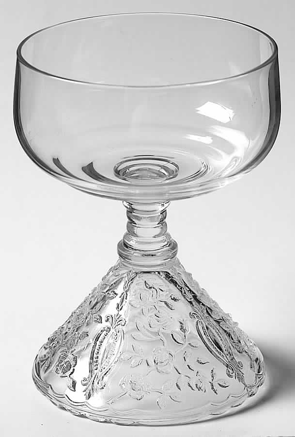 Rose Point Pressed Clear Champagne/Tall Sherbet by Cambridge-1