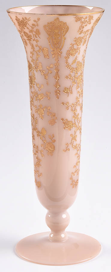 Rose Point Crown Tuscan 10" Footed Flower Vase by Cambridge-1