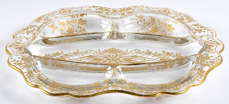 Diane Clear (Stem 3122, Gold Encrusted) 3400 5 Part Celery/Relish by Cambridge-1