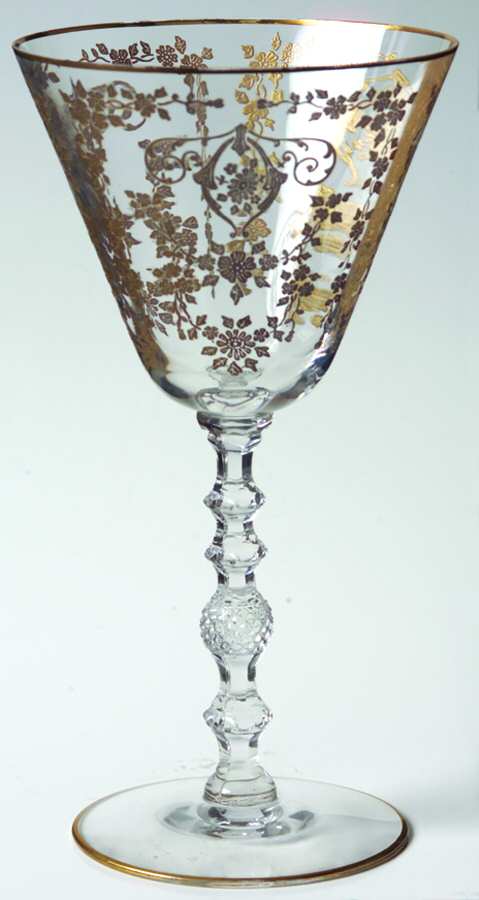 Diane Clear (Stem 3122, Gold Encrusted) Water Goblet by Cambridge-1