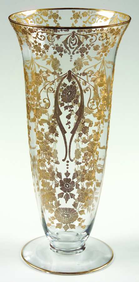 Diane Clear (Stem 3122, Gold Encrusted) 10" Footed Vase by Cambridge-1