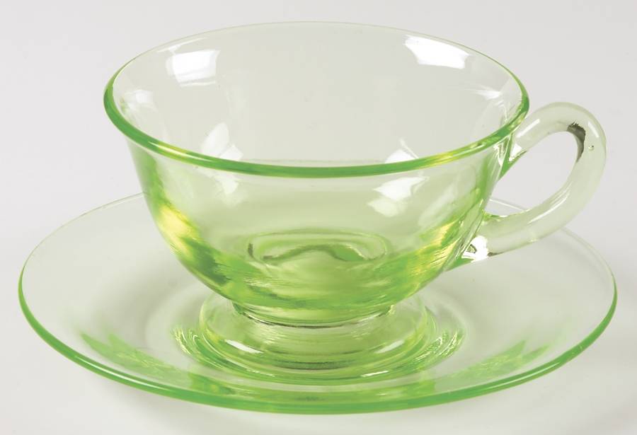 Round Green Footed Cup & Saucer Set by Cambridge-1