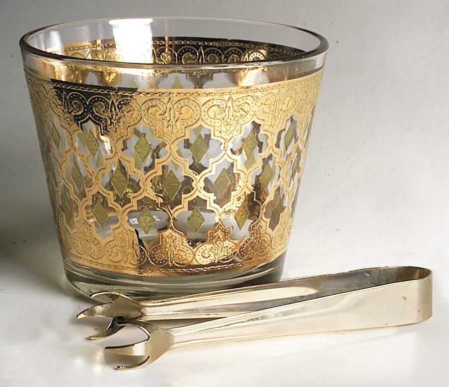 Valencia Ice Bucket with Tongs by Culver-1