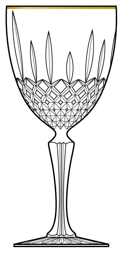 Constance (Gold Trim) Water Goblet by Cristal D'Arques - Durand-1