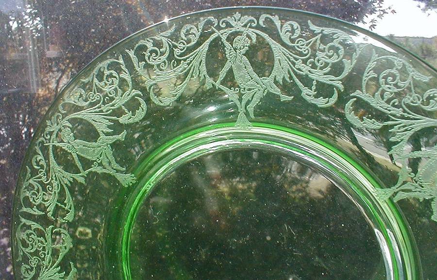 Morgan Green (Clear Bowl, Green Stem, Stem 1426) 7" Salad Plate by Central Glass Works-1