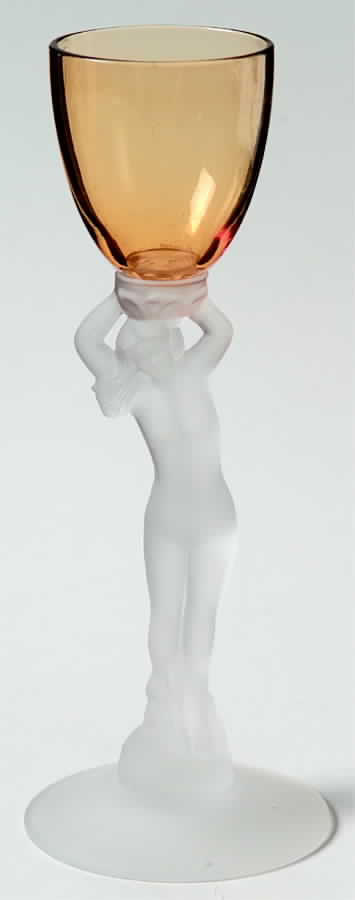 Nude Stems-All Colors & Variations Amber Frosted Stem Brandy Glass by Cambridge-1