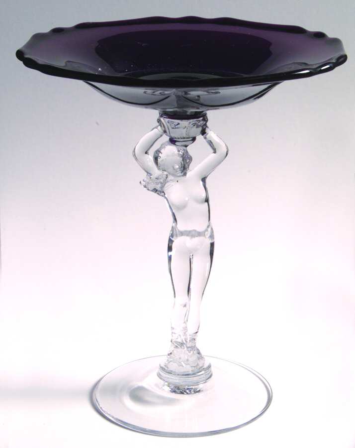 Nude Stems-All Colors & Variations Amethyst (8" X 6") Flared Compote by Cambridge-1