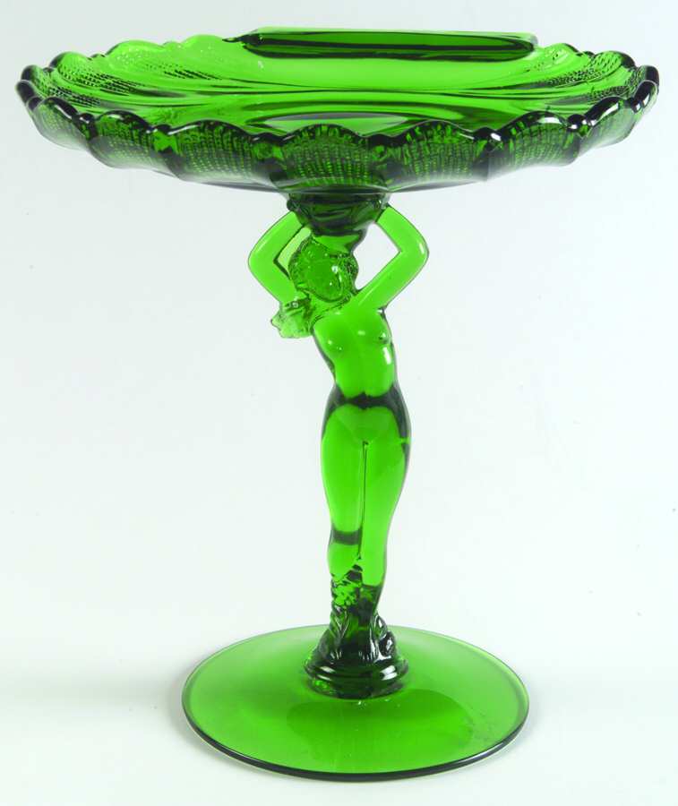 Nude Stems-All Colors & Variations Emeral Green (7" X 7") Shell Compote by Cambridge-1