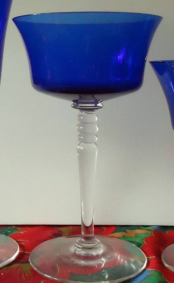Pamela Cobalt Champagne/Tall Sherbet by Central Glass Works-1