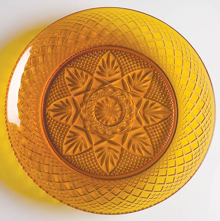 Antique Amber Luncheon Plate by Cristal D'Arques - Durand-1