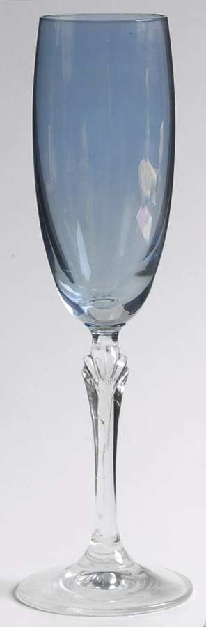 Bijoux Blue (Blue Bowl, Clear Stem) Fluted Champagne by Colony-1