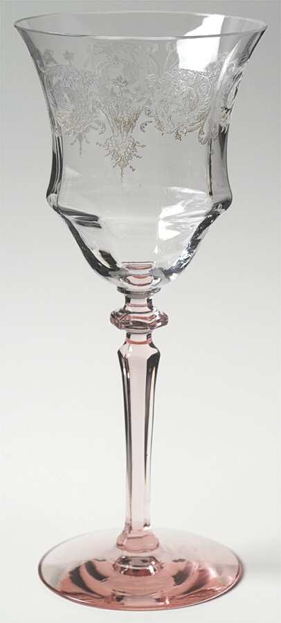 Balda Clear Pink (Stem 1440) Water Goblet by Central Glass Works-1
