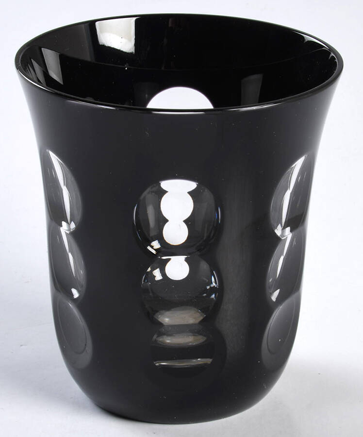 Kawali Knotched Stem Black Flat Tumbler by Christofle-1