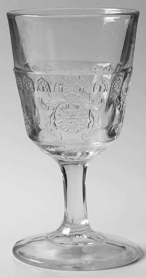Scroll with Flowers Water Goblet by Central Glass Works-1