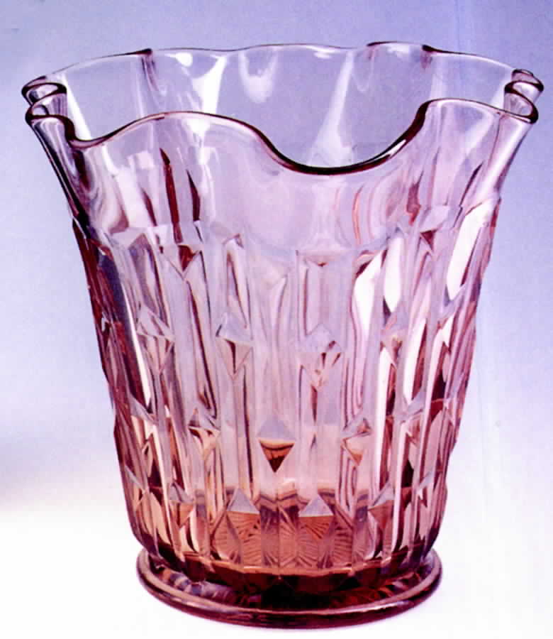 Francis Pink 8" Crimped Vase by Central Glass Works-1