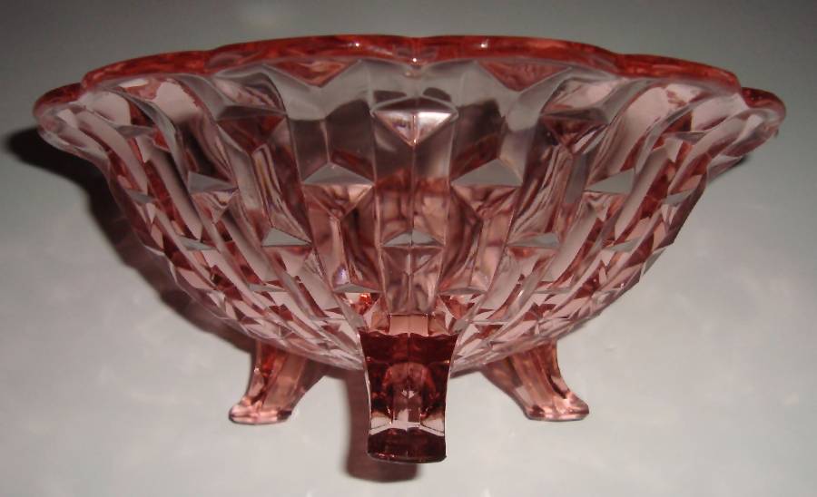 Francis Pink 9" 3-Toed Footed Bowl by Central Glass Works-1