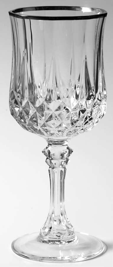 Longchamp Platinum Water Goblet by Cristal D'Arques - Durand-1