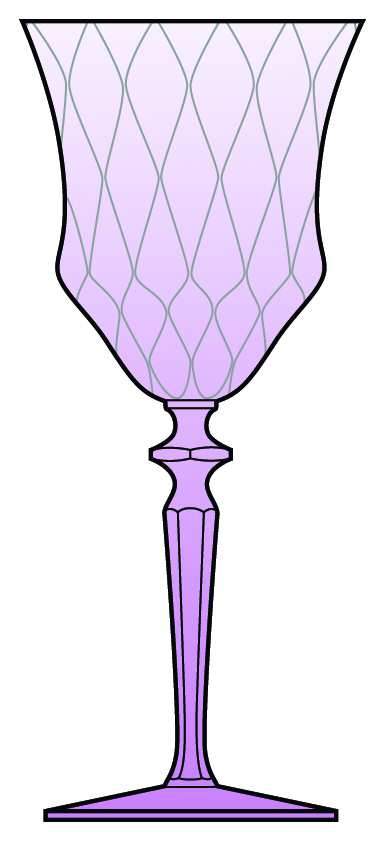 1440 Lavender (Diamond Optic) Water Goblet by Central Glass Works-1