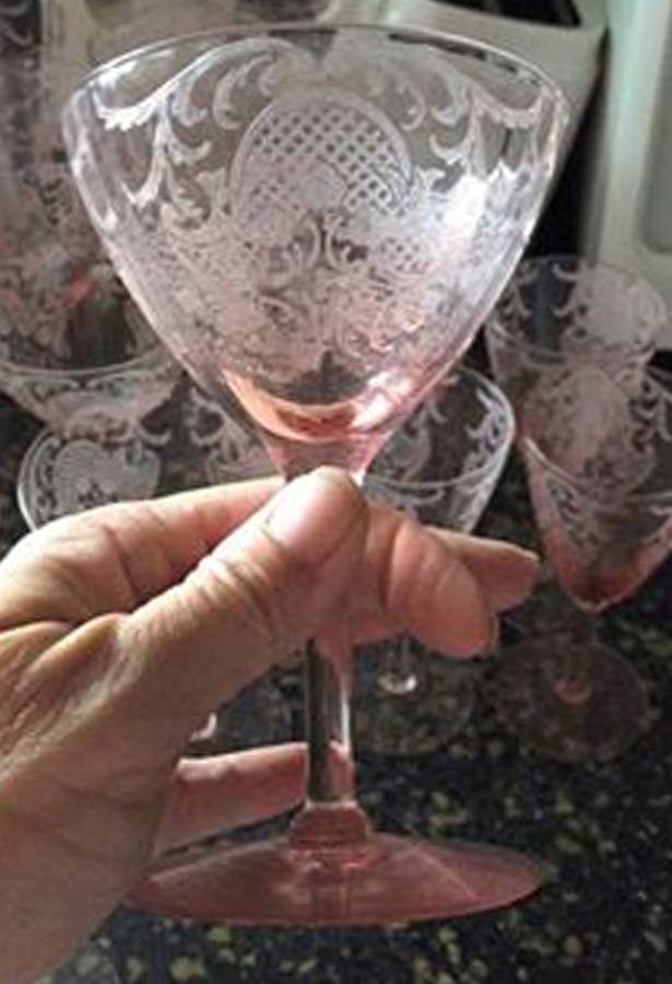 Etch 740 Pink (Stem 3050) Champagne/Tall Sherbet by Cambridge-1