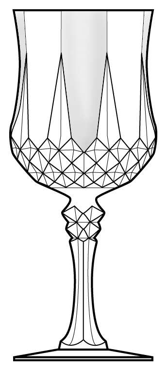 Longchamp (Clear) Tall Frosted Water Goblet by Cristal D'Arques - Durand-1